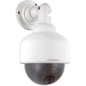 Weiße Smartwares Dummy-Dome Kamera zur Abschreckung, mit blinkender LED.