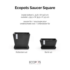 Ecopots Untersetzer quadratisch Dunkelgrau 35,5 cm