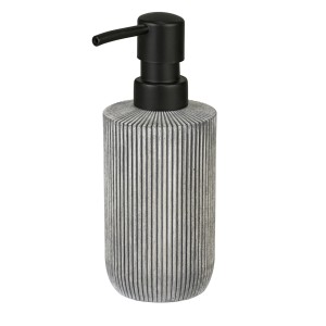 Schöner Wohnen Seifenspender Antella mit geriffelter Oberfläche in Grau und schwarzem Pumpkopf.