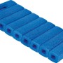 Blaues Kniekissen aus Schaumstoff mit Griff für Gartenarbeit.