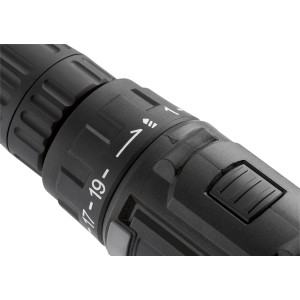 Detailaufnahme des Drehmomentreglers am CMI Akku-Bohrschrauber.