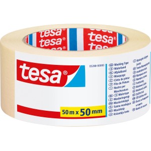 Tesa Maler-Krepp Economy, 50mm x 50m Rolle, hellbeige, zum Abkleben und Markieren.