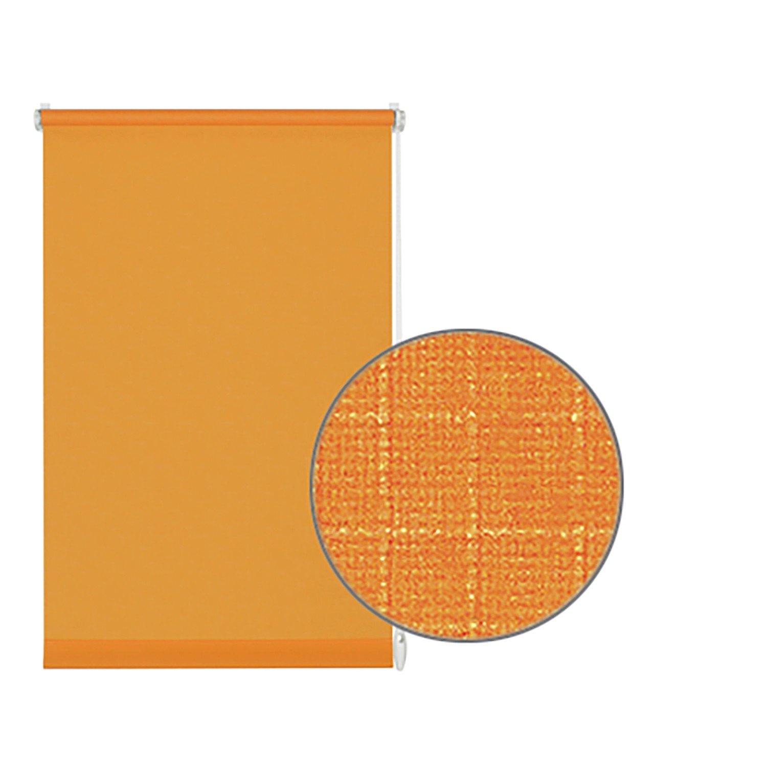 Gardinia EasyFix Rollo, 100x150 cm, orange. Lichtdurchlässiges Rollo mit Detailansicht der Textilstruktur.