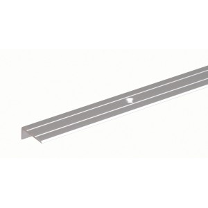Silbernes Treppenkantenprofil aus Aluminium, L-Form, 5x23x1000 mm.