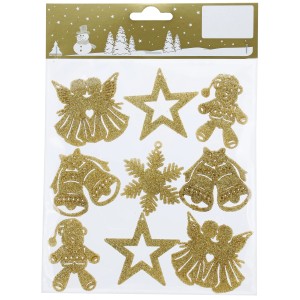 Weinachtsfiguren 9er-Pack Kunststoff 5 cm Gold Glitter