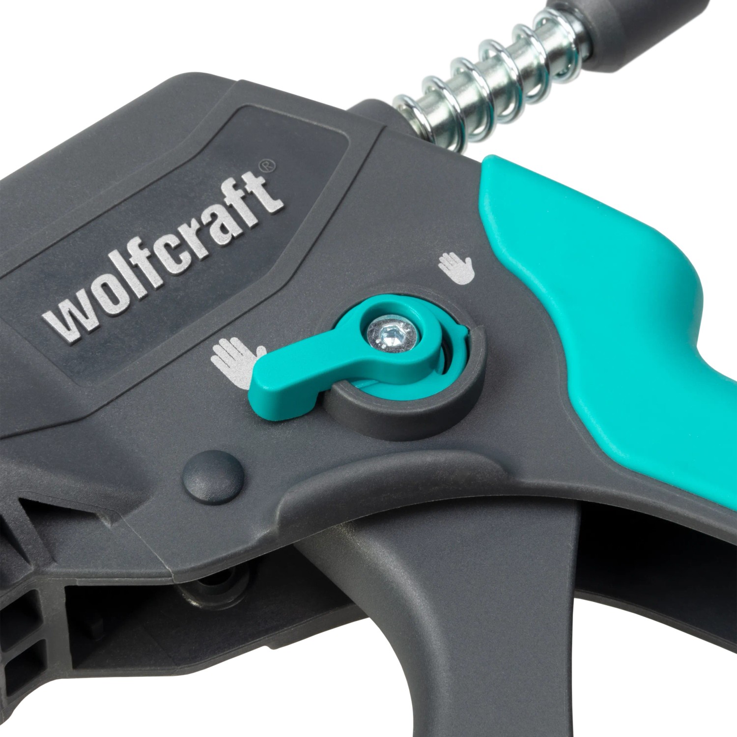 wolfcraft Kartuschenpresse MG 400, grau-türkis, mit Griffweitenverstellung für Silikon und Acryl.