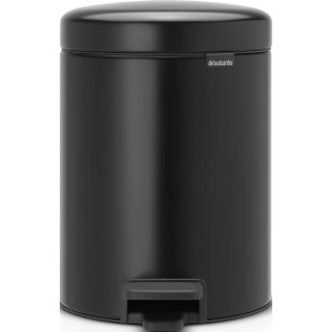 Brabantia Treteimer NewIcon 5 l, matt schwarz. Kompakter Mülleimer für Bad oder Küche.