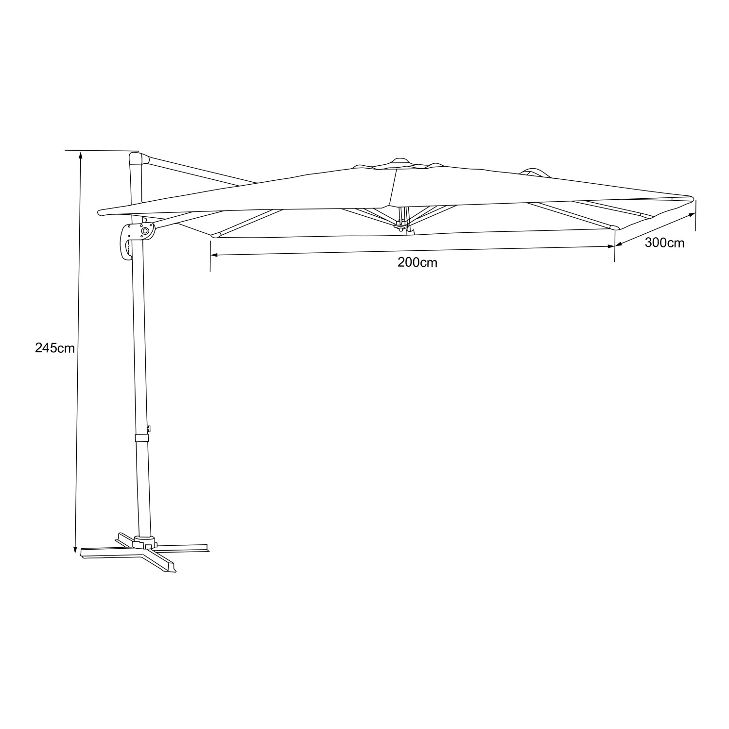 Axi Ampelschirm Coco 200 cm x 300 cm Weiß/Taupe kaufen bei OBI
