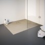Rechteckige Schulte Duschwanne ExpressPlus 100x80 cm in Sand, bodeneben eingebaut.