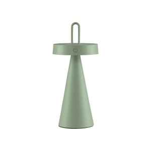 Grüne LED-Akku-Tischleuchte Alwa, dimmbar, für Innen & Außen. Dekoleuchte mit USB-Ladekabel.