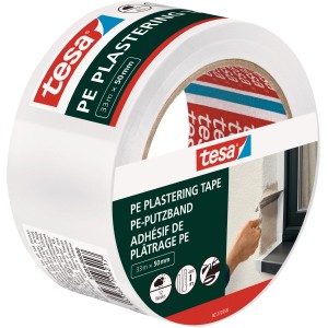 Tesa PE Putzband, 33 m x 50 mm, weiß. Ideal zum Abkleben im Außenbereich.