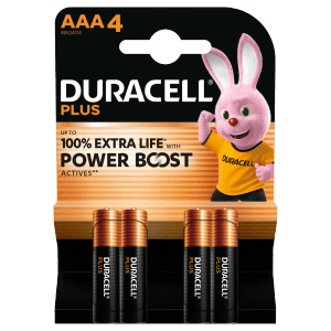 Duracell AAA Batterien, 4er-Pack. Alkaline Batterien für Geräte mit konstantem Energieverbrauch.