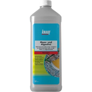 Knauf Moos- & Algenfrei 1 l Flasche, Reiniger für Terrassen, Wege und Mauern.