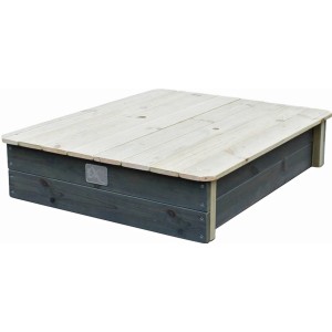 Exit Sandkasten Aksent aus Holz mit Deckel, 94x77 cm, grau/natur. Ideal für Kinder zum Spielen im Garten.