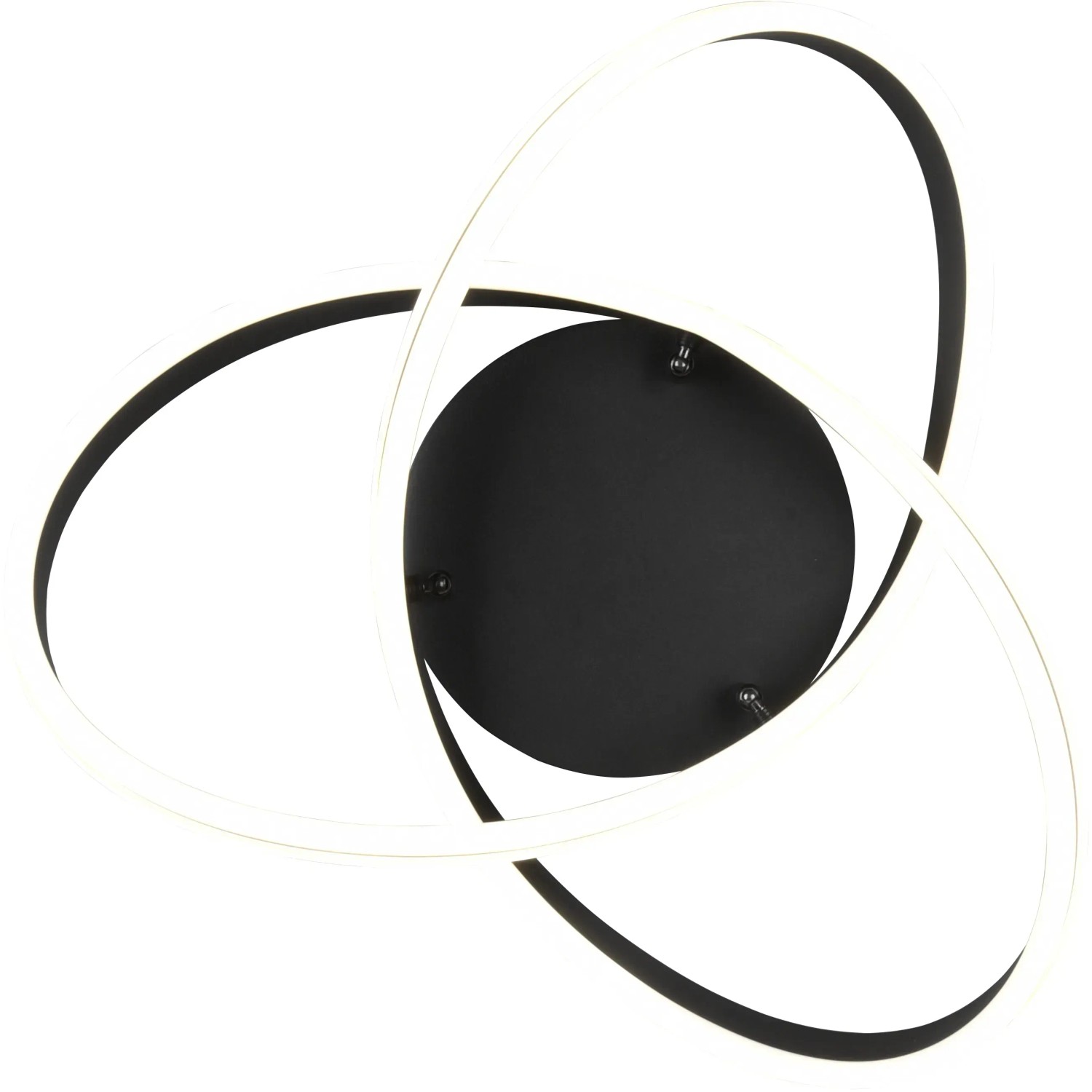 Moderne, dimmbare Trio LED-Deckenleuchte Nuria in Schwarz Matt mit geschwungenen Formen.