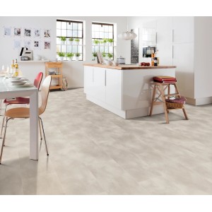 Heller Living by Haro Designboden HydroStar Finca Betonoptik im modernen Küchenambiente.