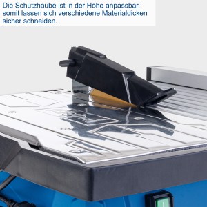 Scheppach WTS2000 Fliesenschneider mit Schiebeschlitten in Detailansicht.