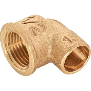 Löt-Winkel aus Rotguss, 15 mm x 18,6 mm (Rp 1/2), für Kupferrohre.