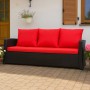 Rotes Gartenkissen Set für Polyrattan-Sofa, 130x60x50 cm, 1-teilig.