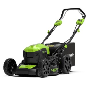 Greenworks Akku-Rasenmäher Set GD40LM46SPK4 mit Akku und Ladegerät, 46 cm Schnittbreite.