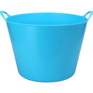 Blauer, flexibler Gummi-Eimer (43 l) von Sunny Garden mit zwei Griffen.