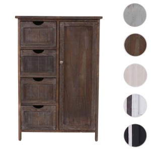 Braune MCW Kommode D12 mit 4 Schubladen und einer Tür, 82x55x30cm.