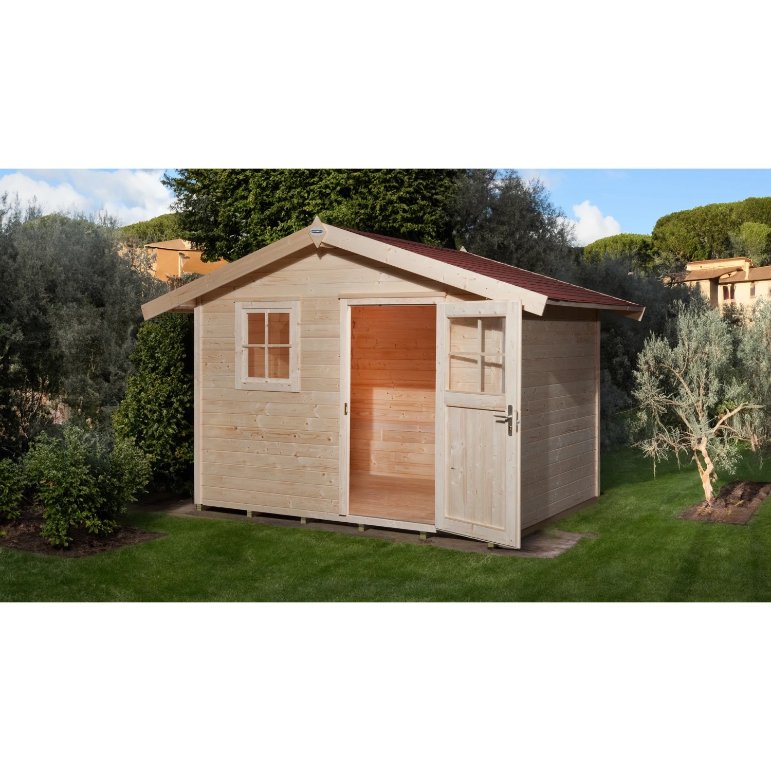 OBI Outdoor Living Holz-Gartenhaus Bozen Satteldach Unbehandelt 300 cm x 270 cm kaufen bei OBI