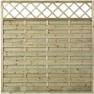 Druckimprägnierter Sichtschutzzaun Bergen mit Gitter aus Nadelholz, 180x180 cm.
