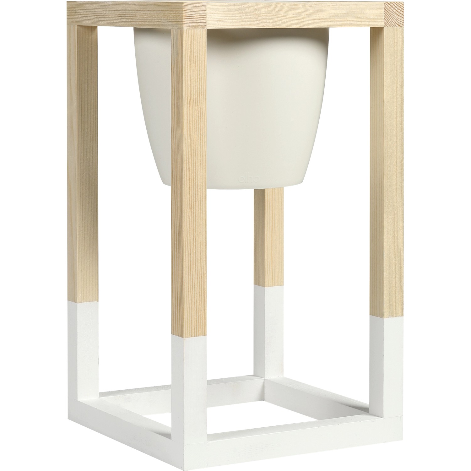 CREATE! by OBI DIY Pflanzständer Klein aus Holz, teilweise weiß lackiert, mit weißem Topf.