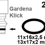 Kirchhoff O-Ringe Gummi für Gardena Klicksystem, 2 Größen, je 2 Stück.
