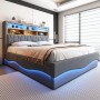 okwish Kinderbett 180x200cm mit LED Stauraum Kinderzimmer Grau ohne Matratze_4