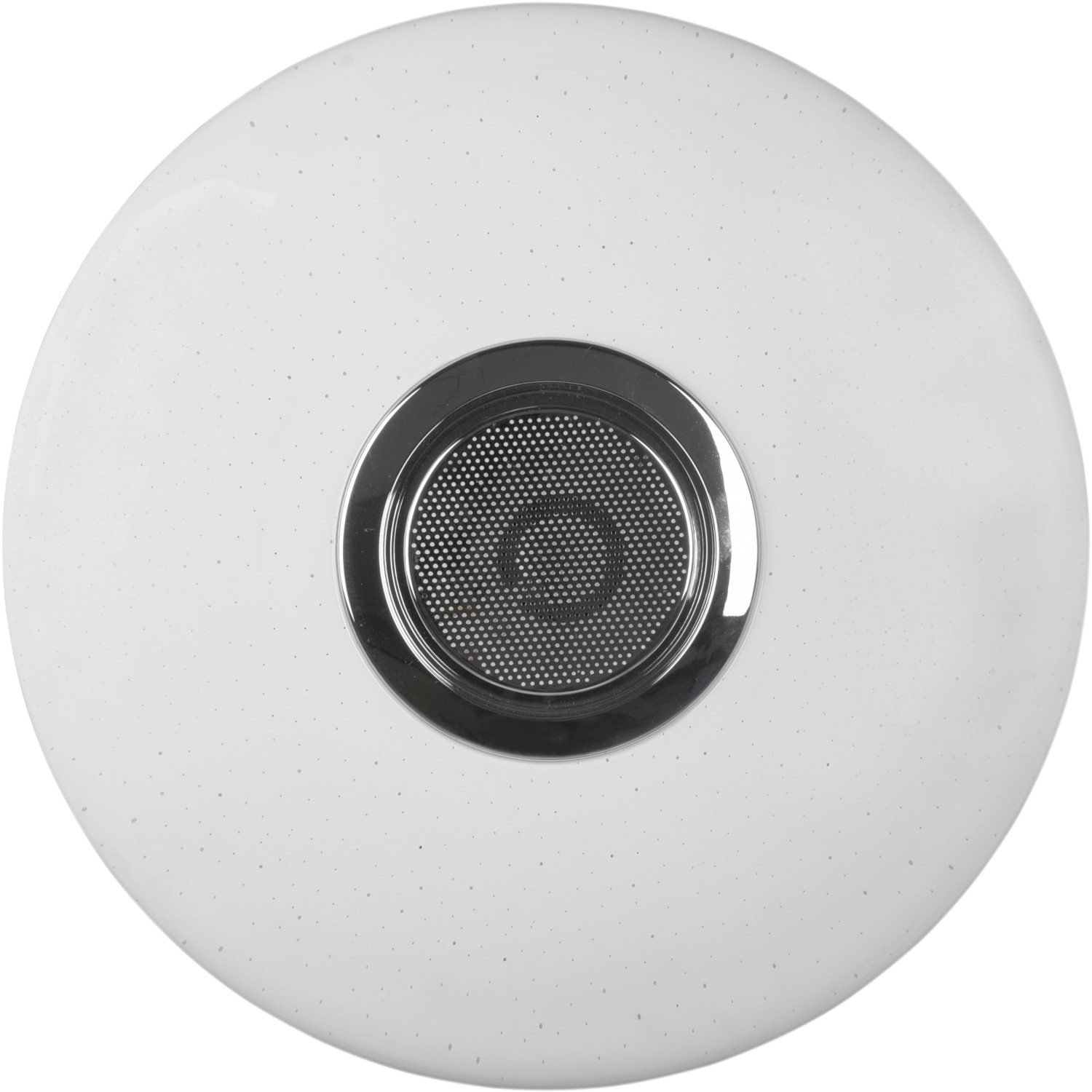 Weiße Reality LED-Deckenleuchte Musica mit Lautsprecher und Rainbow-Effekt.