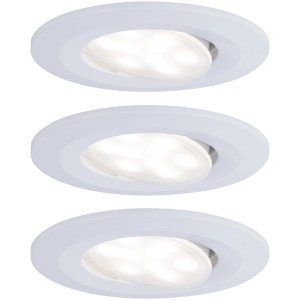Paulmann LED Einbaustrahler Calla, 3er Set, weiß matt, schwenkbar, 4000K, IP65.