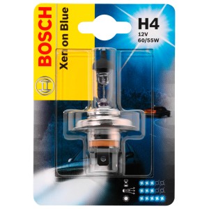 Bosch GLL Xenon Blue H4 Lampe für Autoelektrik mit weiß-blauem Licht.