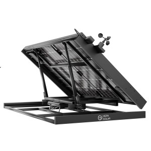 Schwarzes Hepa Solar Suntracker 440 HPBC Balkonkraftwerk mit Sonnennachführung und Windsensor.