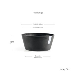 Ecopots Pflanzschale Frankfurt Dunkelgrau 30 cm