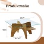 okwish Beistelltisch mit Sicherheitsglas Quadratisch Wohnzimmer Büro 80x80x40cm Natur_5