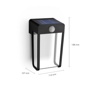 Philips Shroud Solar Wandleuchte mit Bewegungssensor, klare Optik. Solar-Wandleuchte für Aussen.