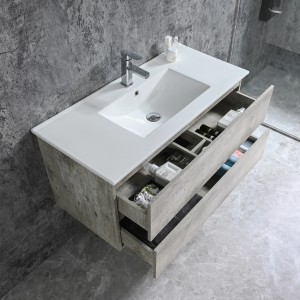 Sanotechnik Einzelwaschtisch Corbo, 100 cm, Grau Matt, mit Softclose und zwei offenen Schubladen.