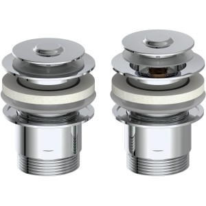 Kirchhoff Pop Up Ablaufgarnitur für Waschbecken, 63x80mm, Chrom. Universal-Ablaufventil mit Überlauf.