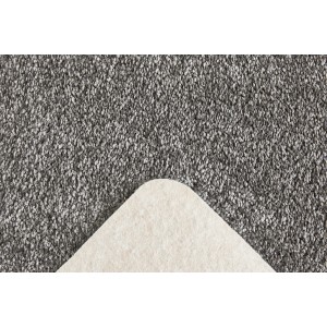 Grauer Andiamo Teppichboden Kansas als Meterware, Detailansicht der Textur und Rückseite.