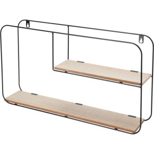 Modernes Wandregal aus Eisen und MDF mit zwei Ablageflächen.