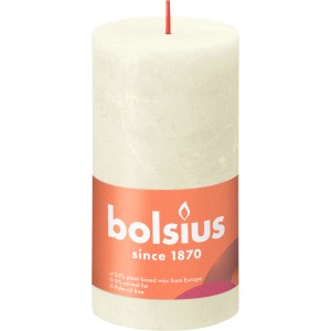Bolsius Rustik-Kerze Shine in Weiche Perle, 130/68 mm. Stimmungsvolle Stumpenkerze für gemütliche Stunden.