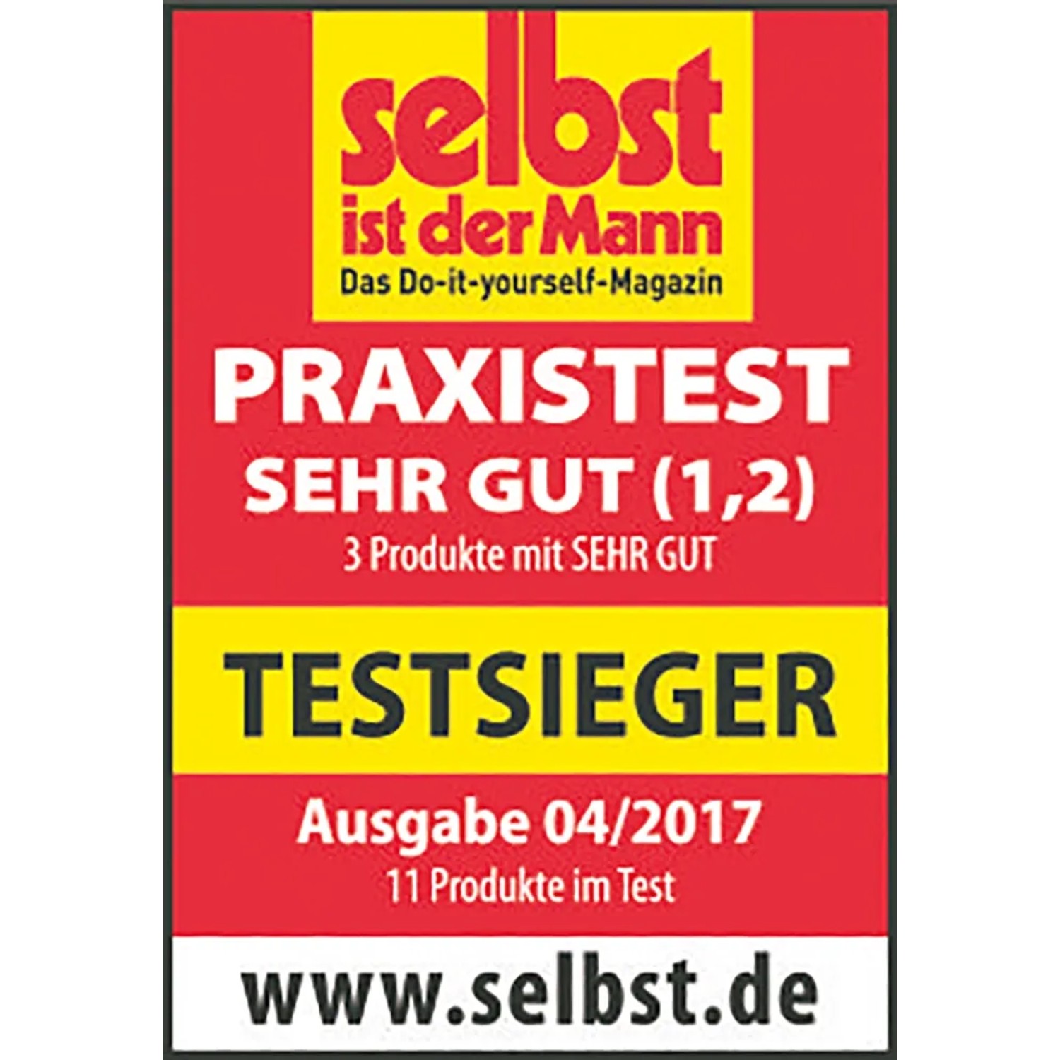 Auszeichnung "selbst ist der Mann" für Gardena Combisystem Drahthandfeger als Testsieger.