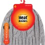 Grau melierte Heat Holders Damenmütze mit Zopfmuster und Heat Weaver Futter.