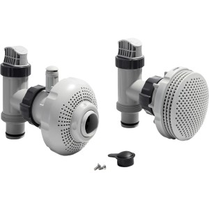 Intex Anschluss-Set für Pools mit Ø 38mm, 4-7,3 m³/h, grau/schwarz, bestehend aus Absperrschiebern, Düse, Siebgitter.