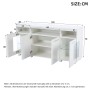 okwish Sideboard mit LED Hochglanz Glasfächer Wohnzimmer 140x40x70 cm Weiß_5