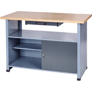 Werkbank mit Tür, Schublade und Einlegeboden, 1200 mm breit.