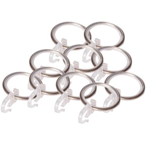 Gardinenringe mit Faltenlegehaken in Edelstahloptik, Ø 19 mm, 10 Stück für Gardinen und Vorhänge.