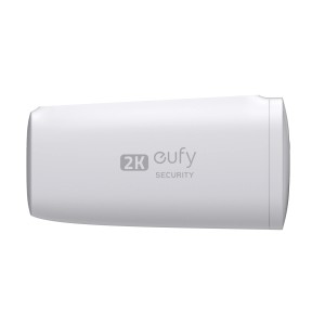 Eufy Solo S40 Überwachungskamera in Weiß, Nahaufnahme. Kabellose 2K Kamera für den Aussenbereich.